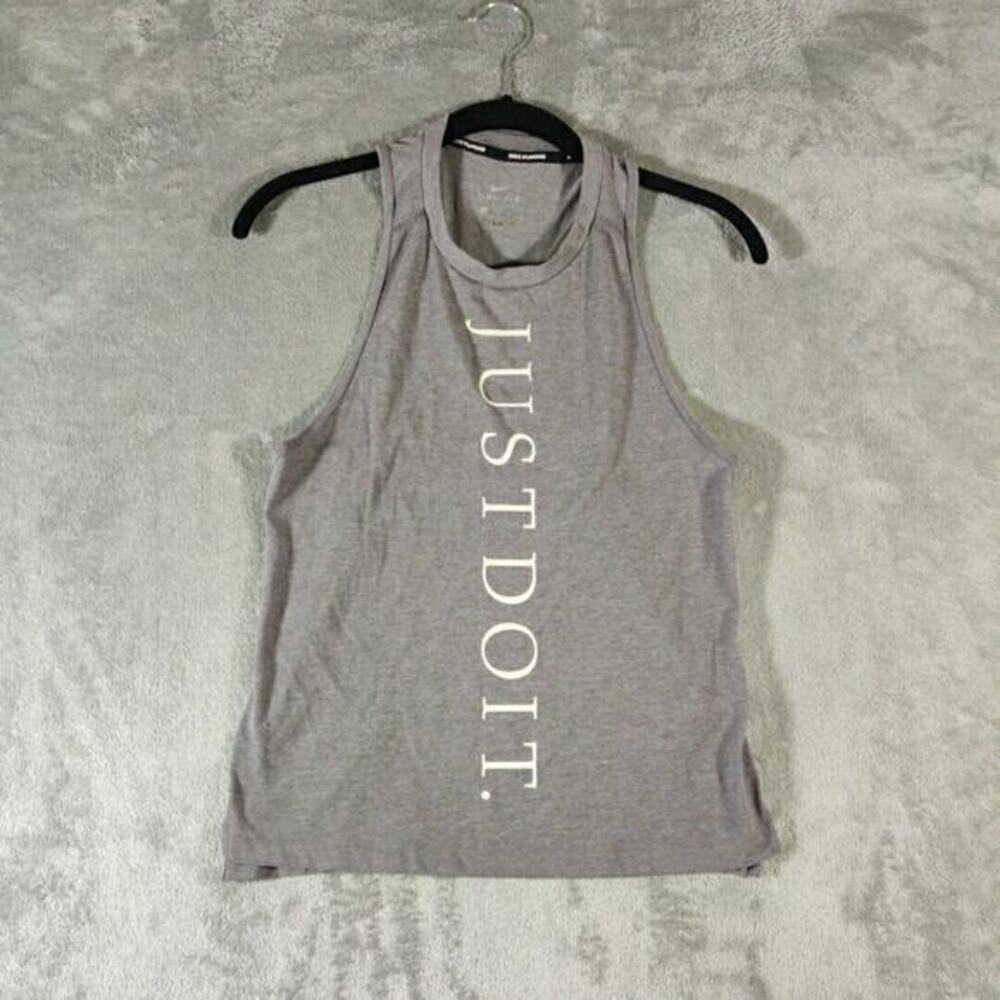 Nike Tank Top Womens XS Gray Dri Fit Just Do It Raceback Activewear Sportswear‎